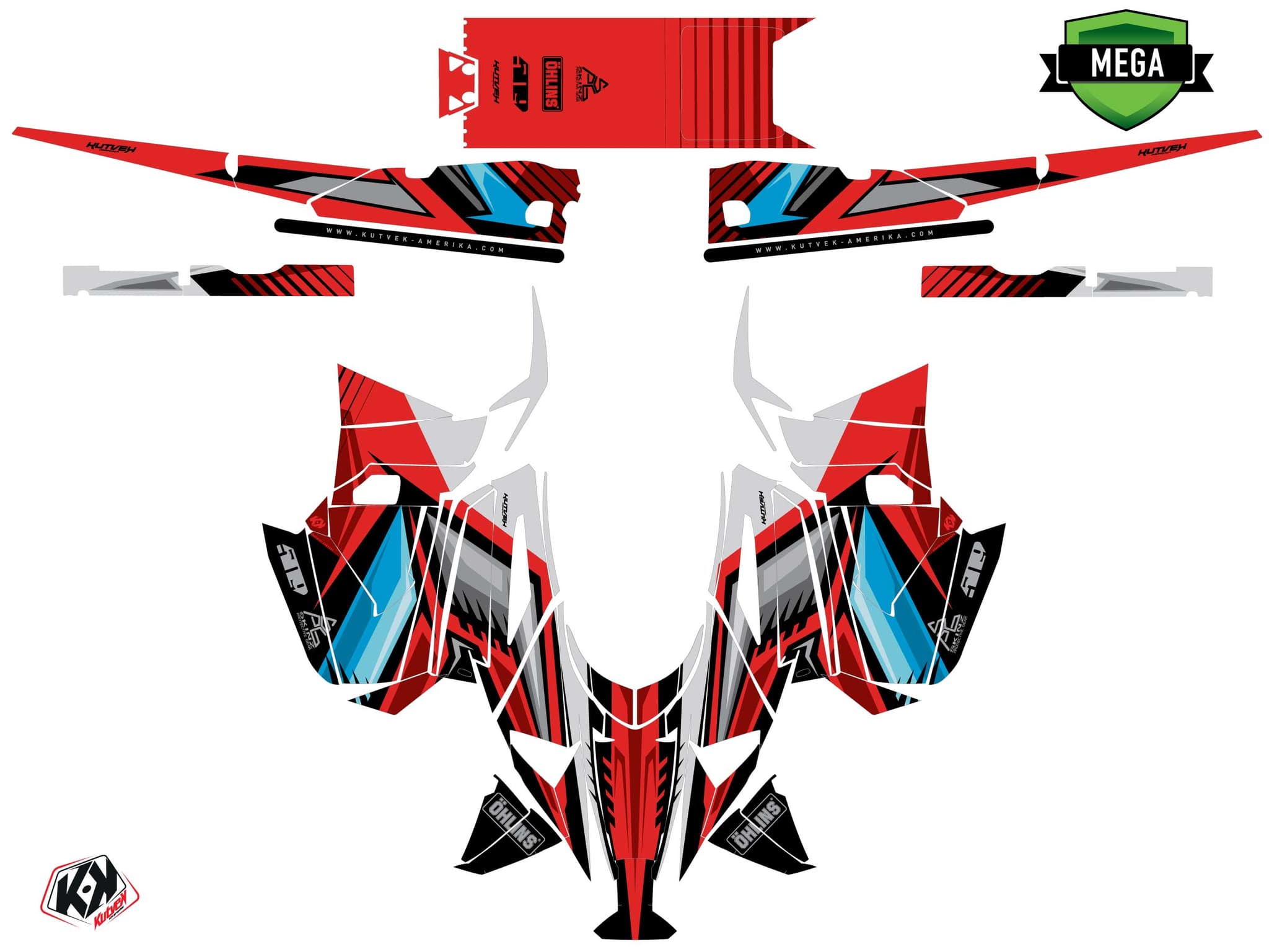 Kit de decoración Motonieve YAMAHA MOUNTAIN MAX LE SQUADRON Rojo | Yamaha | Kutvek - View 4