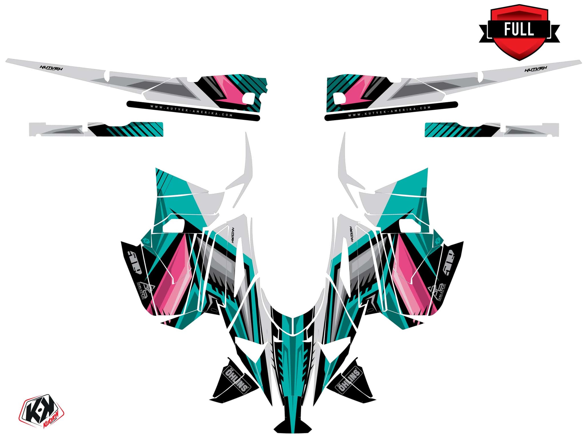 Kit de decoración Motonieve YAMAHA MOUNTAIN MAX LE SQUADRON Turquesa | Yamaha | Kutvek - View 3