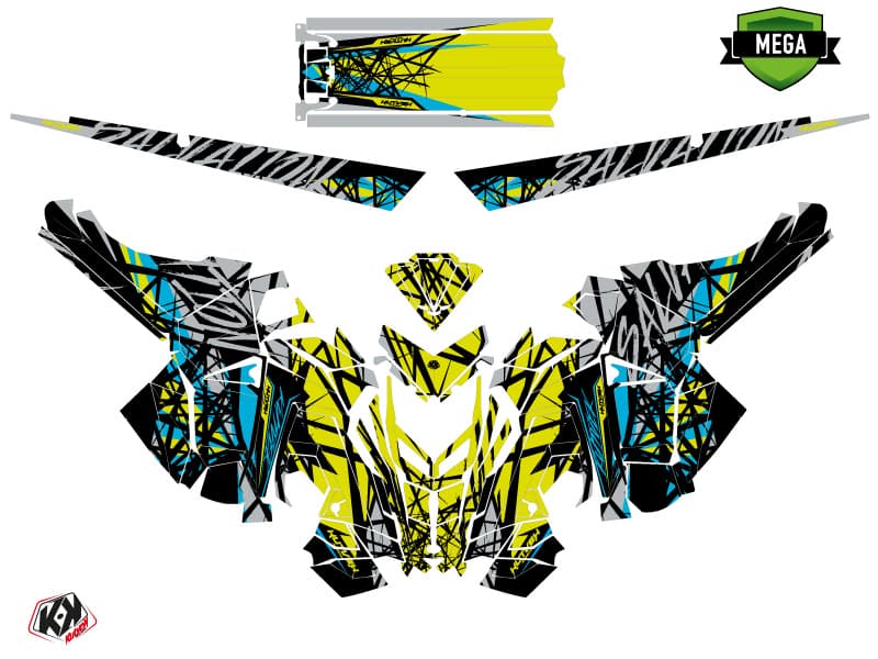 Snowmobile POLARIS RMK PRO AXYS SALVATION Lime-Blue graphic kit | Polaris | Kutvek - View 4