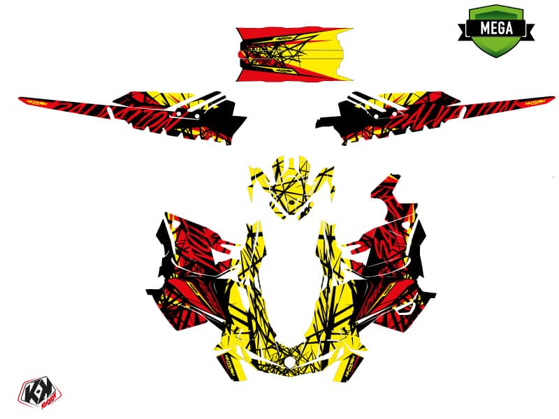 snowmobile skidoo backcountry sport salvation yellow-red  graphic kit | Skidoo | Kutvek - View 4