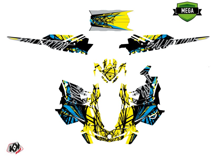 snowmobile skidoo backcountry sport salvation yellow-blue  graphic kit | Skidoo | Kutvek - View 4