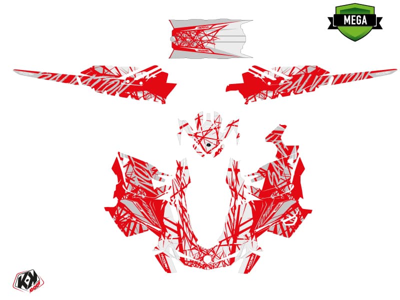 snowmobile skidoo backcountry sport salvation red-white  graphic kit | Skidoo | Kutvek - View 4