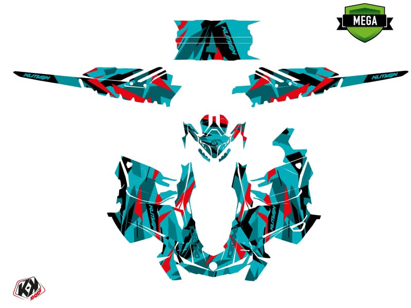 snowmobile skidoo backcountry sport icecamo blue-red  graphic kit | Skidoo | Kutvek - View 4