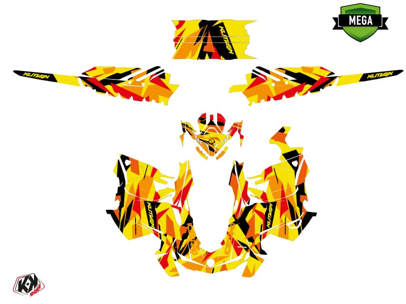 snowmobile skidoo backcountry sport icecamo yellow-red  graphic kit | Skidoo | Kutvek - View 4