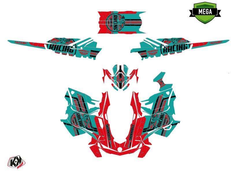 snowmobile skidoo backcountry sport racing blue-red  graphic kit | Skidoo | Kutvek - View 4
