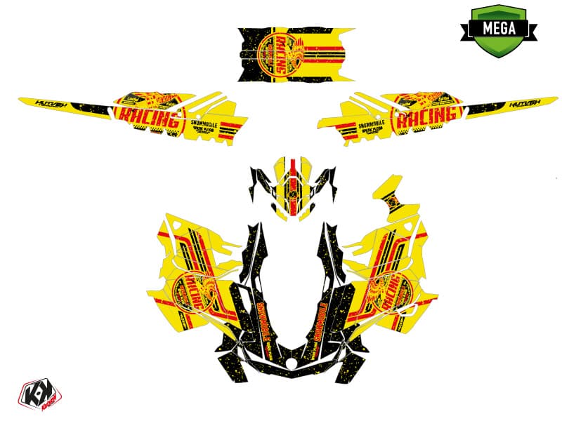 snowmobile skidoo backcountry sport racing yellow-black  graphic kit | Skidoo | Kutvek - View 4