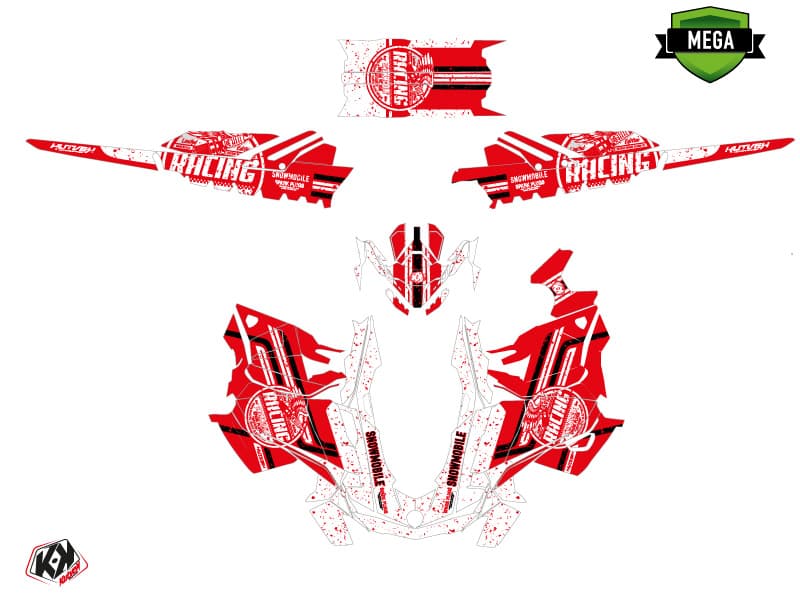 snowmobile skidoo backcountry sport racing red-white  graphic kit | Skidoo | Kutvek - View 4