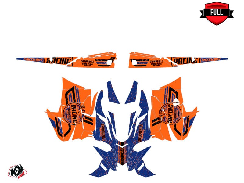 Snowmobile YAMAHA SIDEWINDER SRX RACING Orange-Blue graphic kit | Yamaha | Kutvek - View 3