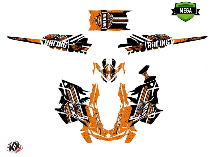 snowmobile skidoo backcountry sport racing black-orange  graphic kit | Skidoo | Kutvek - View 4