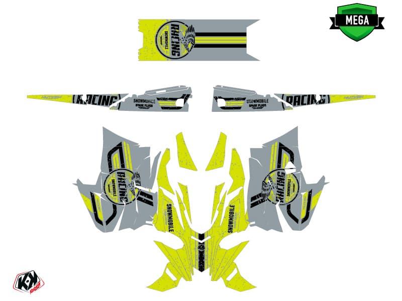 Snowmobile YAMAHA SIDEWINDER SRX RACING Grey-Yellow-Neon graphic kit | Yamaha | Kutvek - View 4