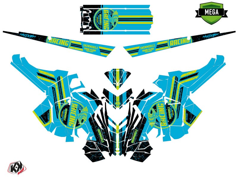 Snowmobile POLARIS RMK PRO AXYS RACING Blue-Lime graphic kit | Polaris | Kutvek - View 4
