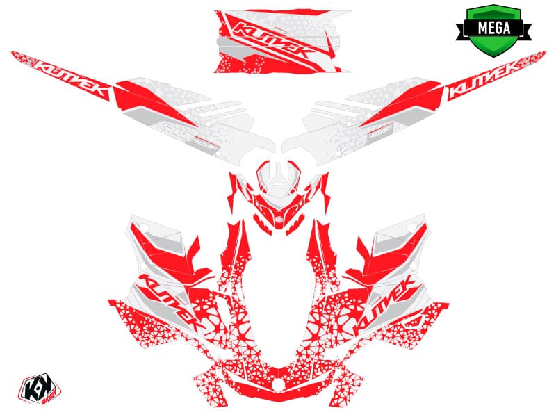 snowmobile skidoo backcountry sport gage red-white  graphic kit | Skidoo | Kutvek - View 4