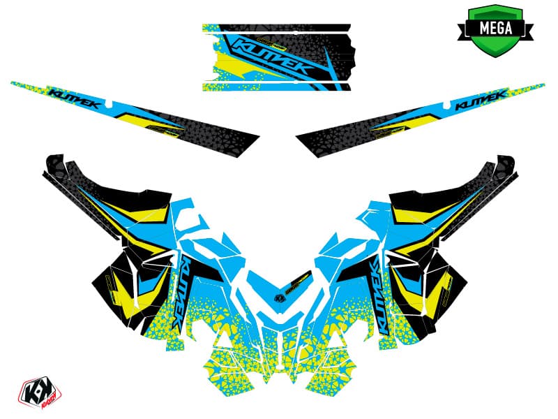 Snowmobile POLARIS RMK PRO AXYS GAGE Blue-Lime graphic kit | Polaris | Kutvek - View 3