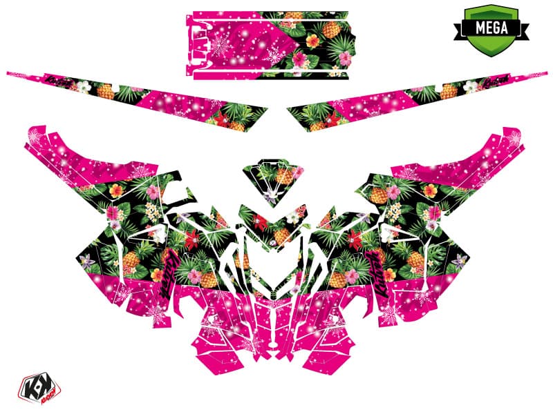 Graphic Kit Snowmobile Polaris RMK Pro Axys Trop'Ice Black-Pink | Polaris | Kutvek - View 4