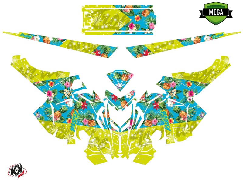 Graphic Kit Snowmobile Polaris RMK Pro Axys Trop'Ice Blue-Lime | Polaris | Kutvek - View 4