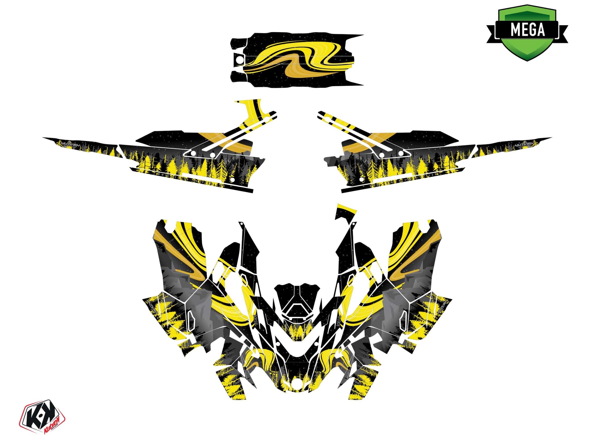 deko-set schneemobil lynx boondocker ds boreal schwarz-gelb | Lynx | Kutvek - View 4