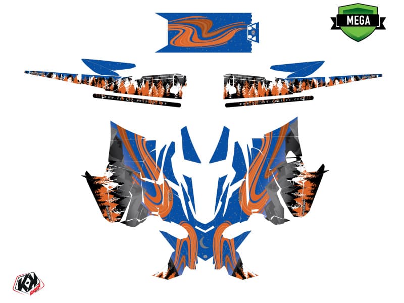 Snowmobile YAMAHA SIDEWINDER SRX BOREAL Blue-Orange graphic kit | Yamaha | Kutvek - View 4