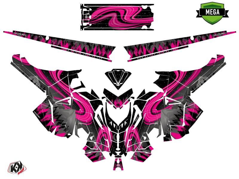 Snowmobile POLARIS RMK PRO AXYS BOREAL Black-Pink graphic kit | Polaris | Kutvek - View 3