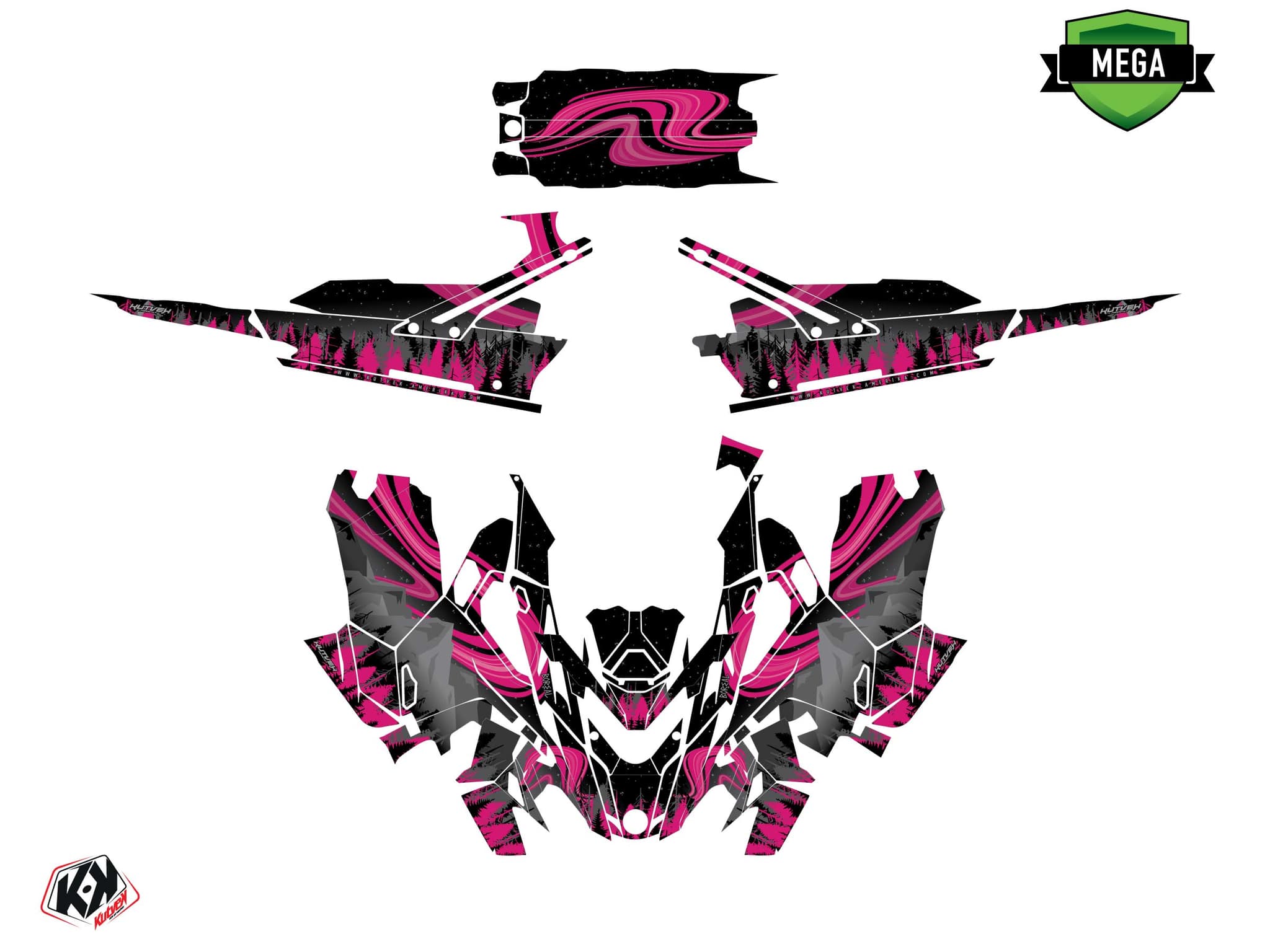 kit graphique motoneige lynx boondocker ds boreal noir-rose | Lynx | Kutvek - View 4