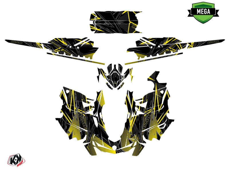 snowmobile skidoo backcountry sport line-x black-yellow  graphic kit | Skidoo | Kutvek - View 4