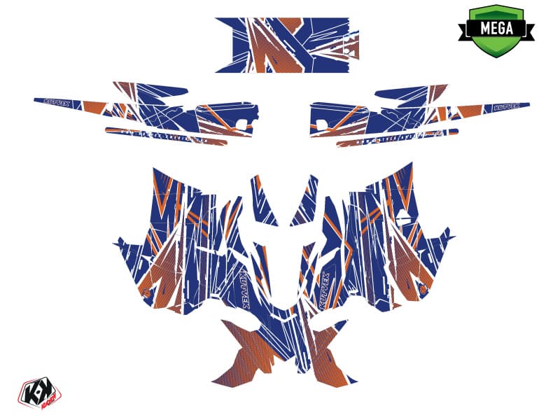 Snowmobile YAMAHA SIDEWINDER SRX LINE-X Blue-Orange graphic kit | Yamaha | Kutvek - View 4