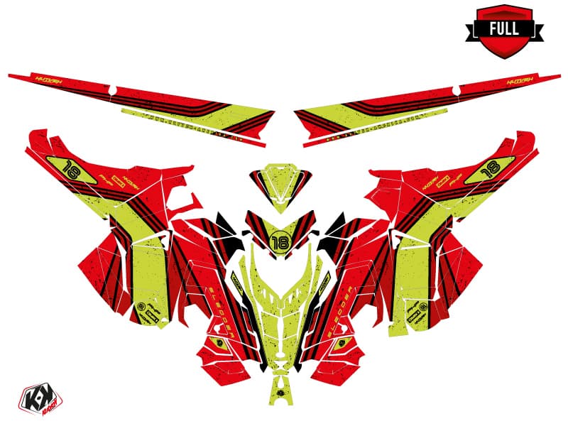 Snowmobile POLARIS RMK PRO AXYS SLEDDER Red-Lime graphic kit | Polaris | Kutvek - View 4