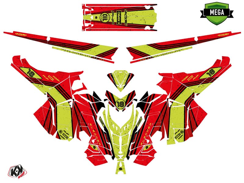 Snowmobile POLARIS RMK PRO AXYS SLEDDER Red-Lime graphic kit | Polaris | Kutvek - View 3