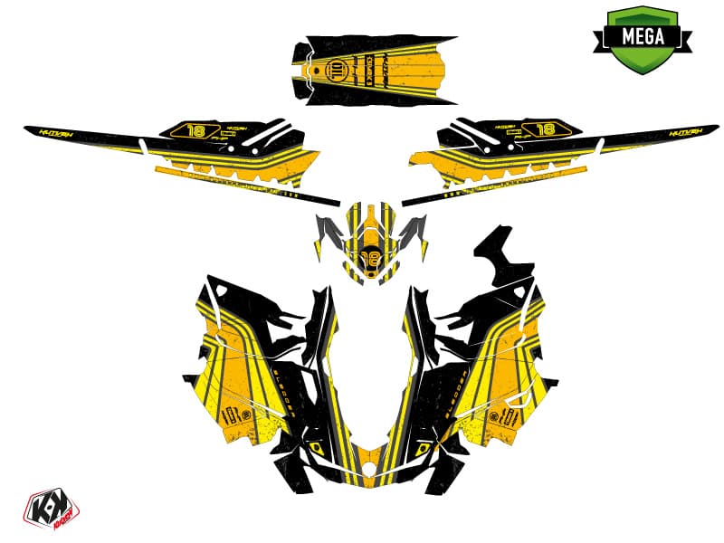 snowmobile skidoo backcountry sport sledder black-yellow serie graphic kit | Skidoo | Kutvek - View 4