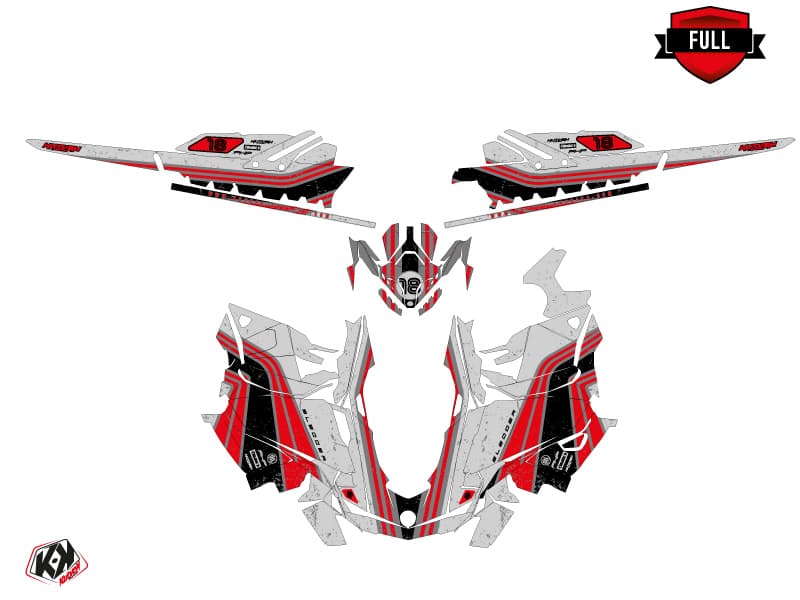 snowmobile skidoo backcountry sport sledder grey-red  graphic kit | Skidoo | Kutvek - View 3