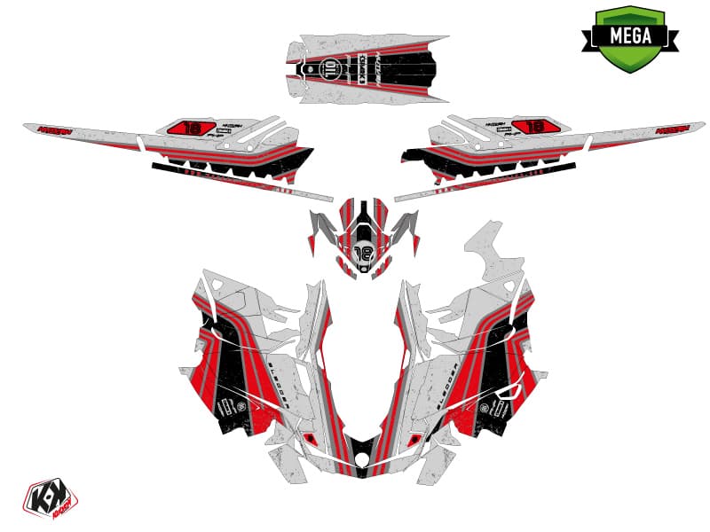 snowmobile skidoo backcountry sport sledder grey-red  graphic kit | Skidoo | Kutvek - View 4