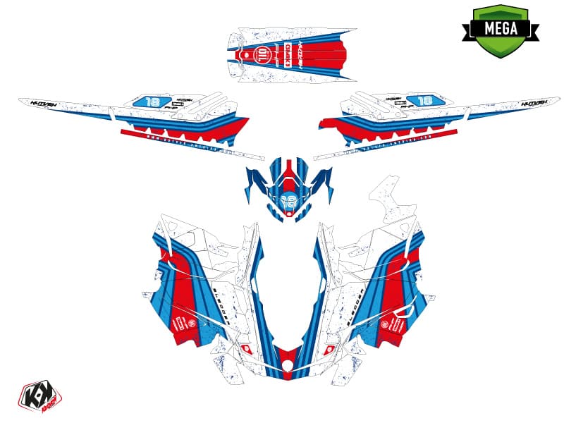 snowmobile skidoo backcountry sport sledder white-blue serie graphic kit | Skidoo | Kutvek - View 4