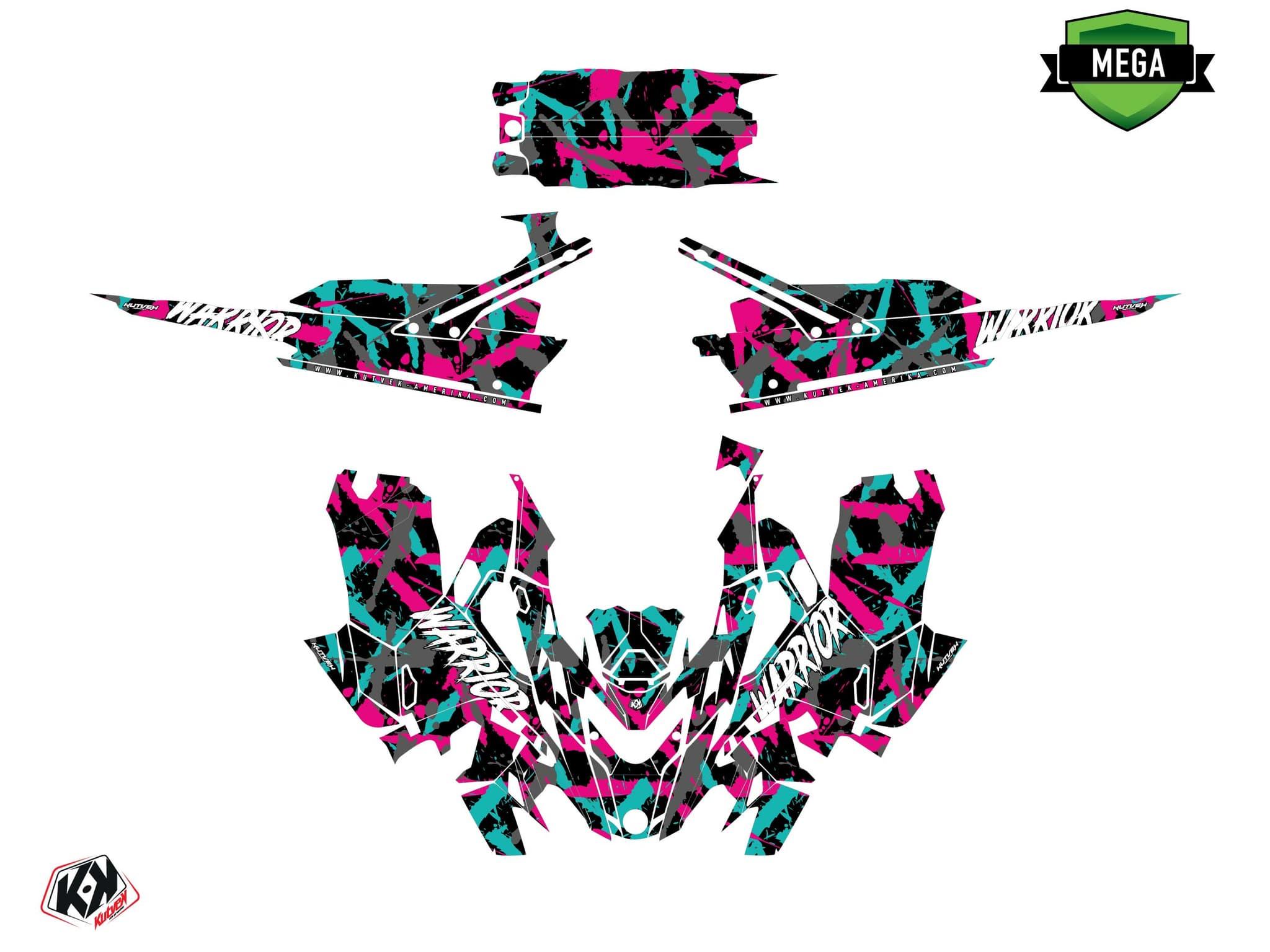 kit graphique motoneige lynx boondocker ds warrior rose | Lynx | Kutvek - View 4
