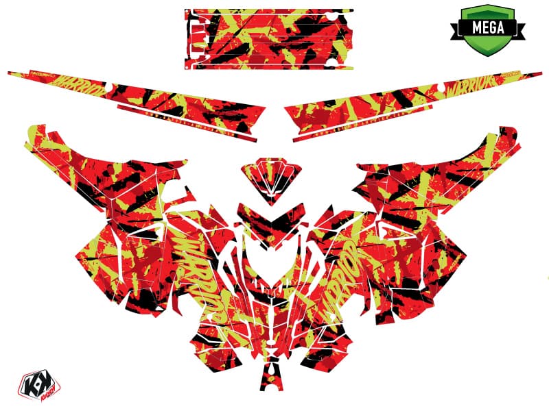 Snowmobile POLARIS RMK PRO AXYS WARRIOR Red-Lime graphic kit | Polaris | Kutvek - View 4