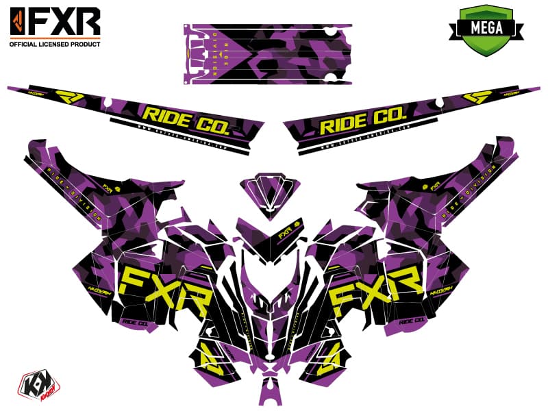 Snowmobile POLARIS RMK PRO AXYS FXR Mauve graphic kit | Polaris | Kutvek - View 4