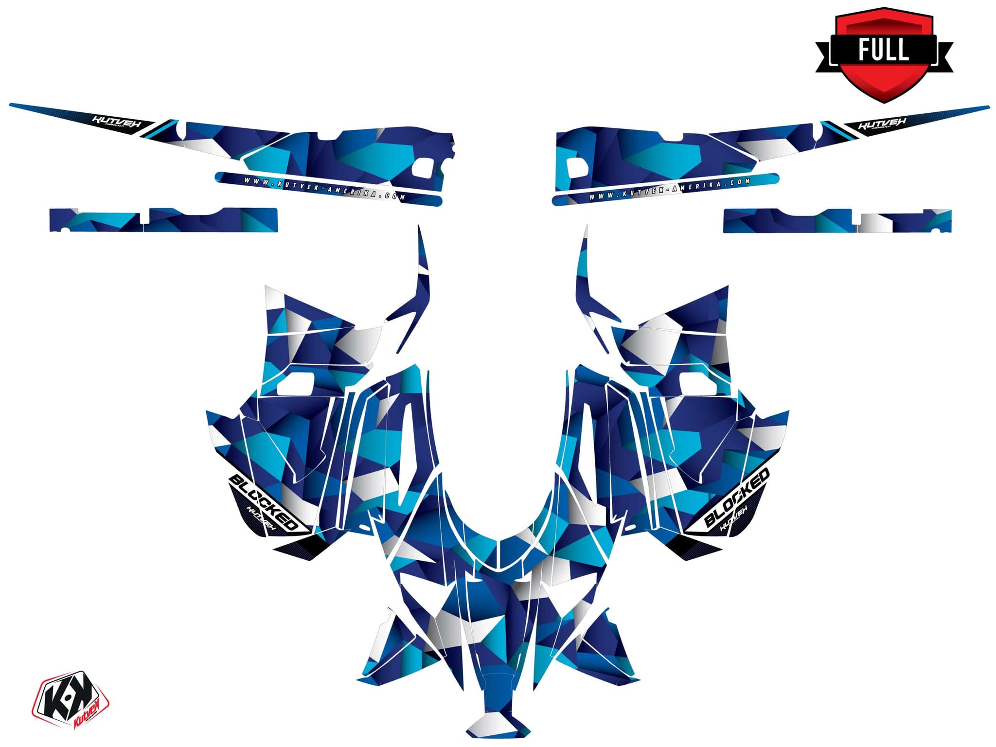 Snowmobile YAMAHA SIDEWINDER SRX blocked Blue graphic kit | Yamaha | Kutvek - View 4