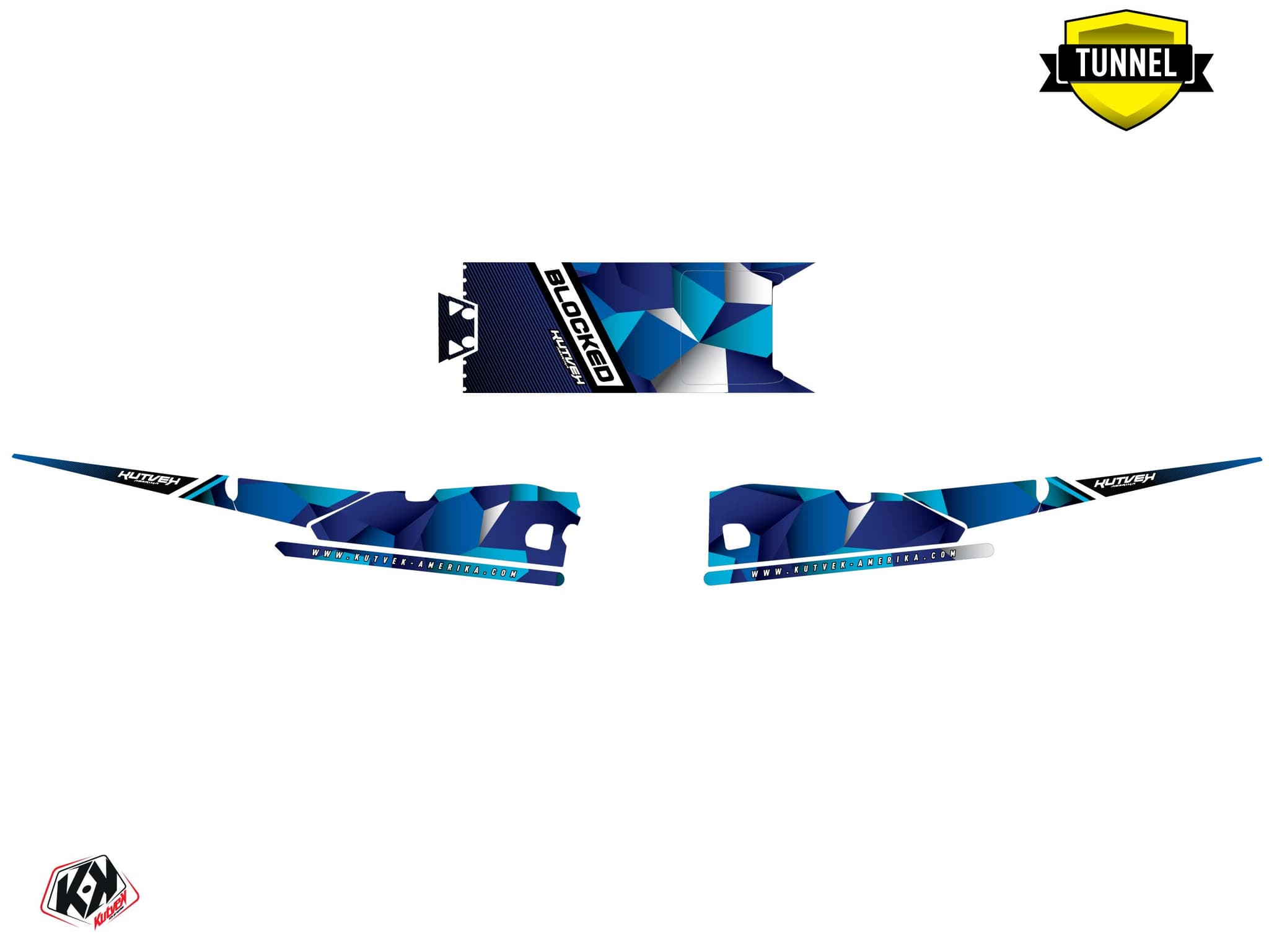 Snowmobile YAMAHA SIDEWINDER SRX blocked Blue graphic kit | Yamaha | Kutvek - View 5