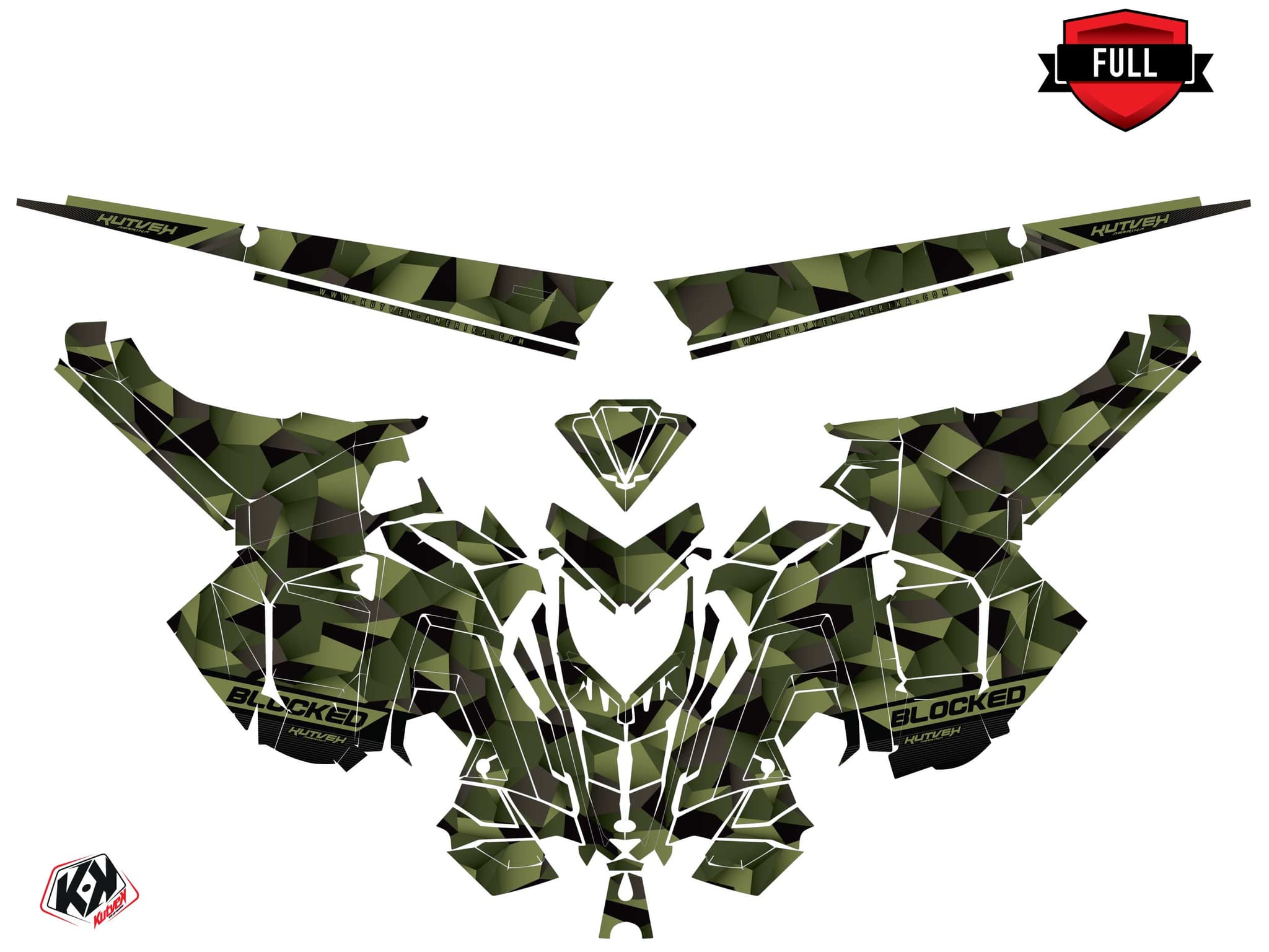 Snowmobile POLARIS RMK PRO AXYS blocked Khaki graphic kit | Polaris | Kutvek - View 3
