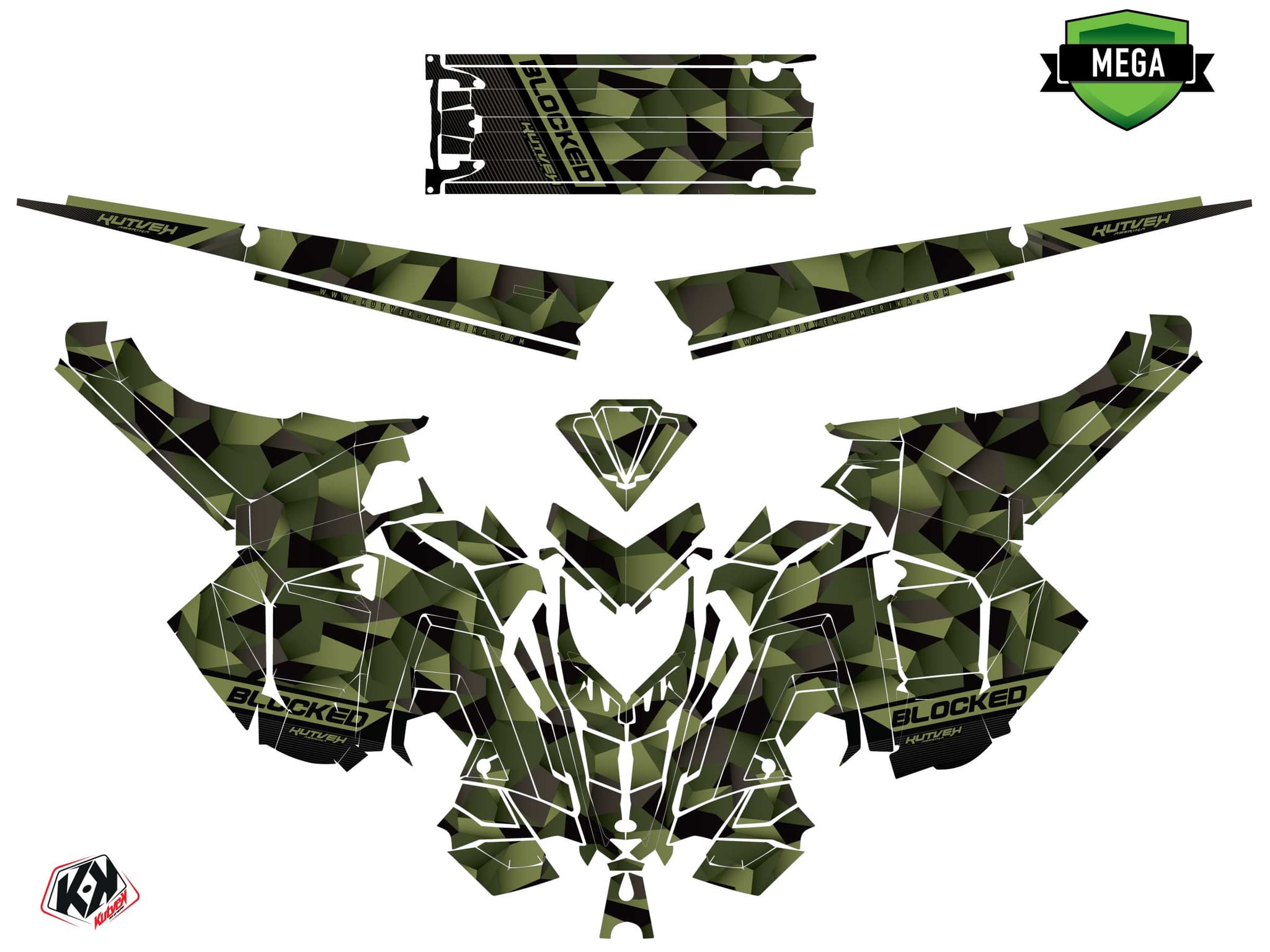 Snowmobile POLARIS RMK PRO AXYS blocked Khaki graphic kit | Polaris | Kutvek - View 4