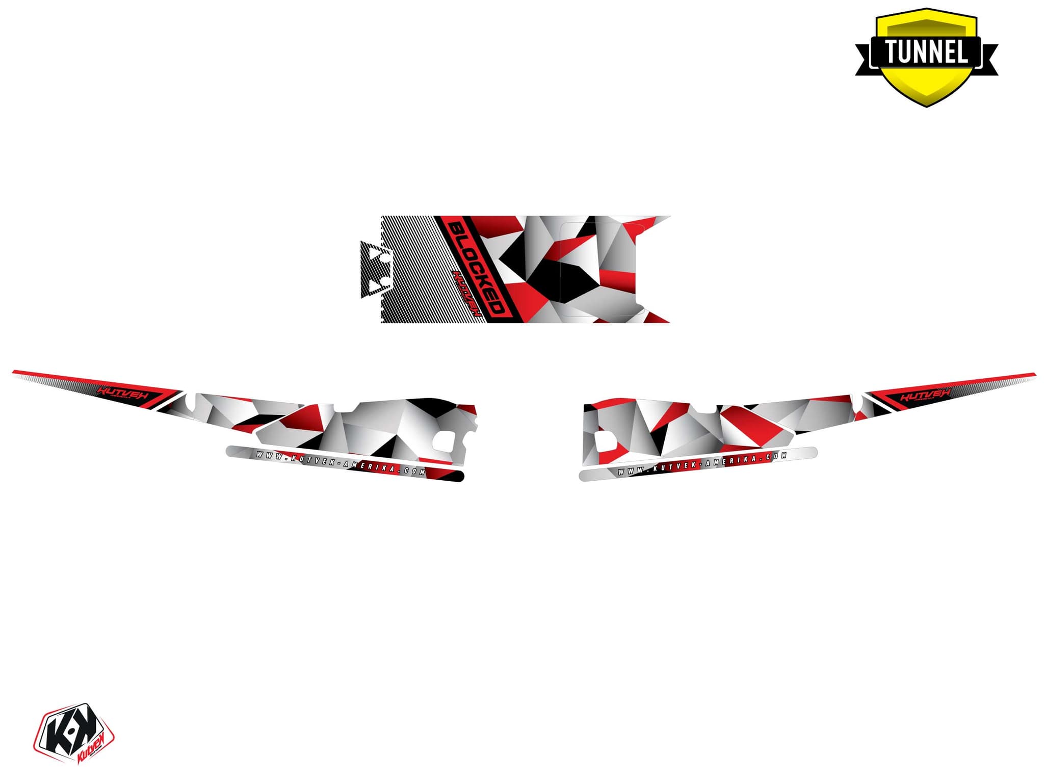 Snowmobile YAMAHA SIDEWINDER SRX blocked White-Red graphic kit | Yamaha | Kutvek - View 5