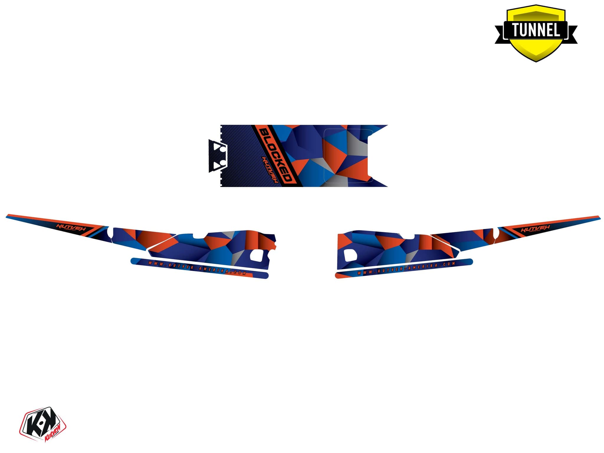 Snowmobile YAMAHA SIDEWINDER SRX blocked Blue-Orange graphic kit | Yamaha | Kutvek - View 5