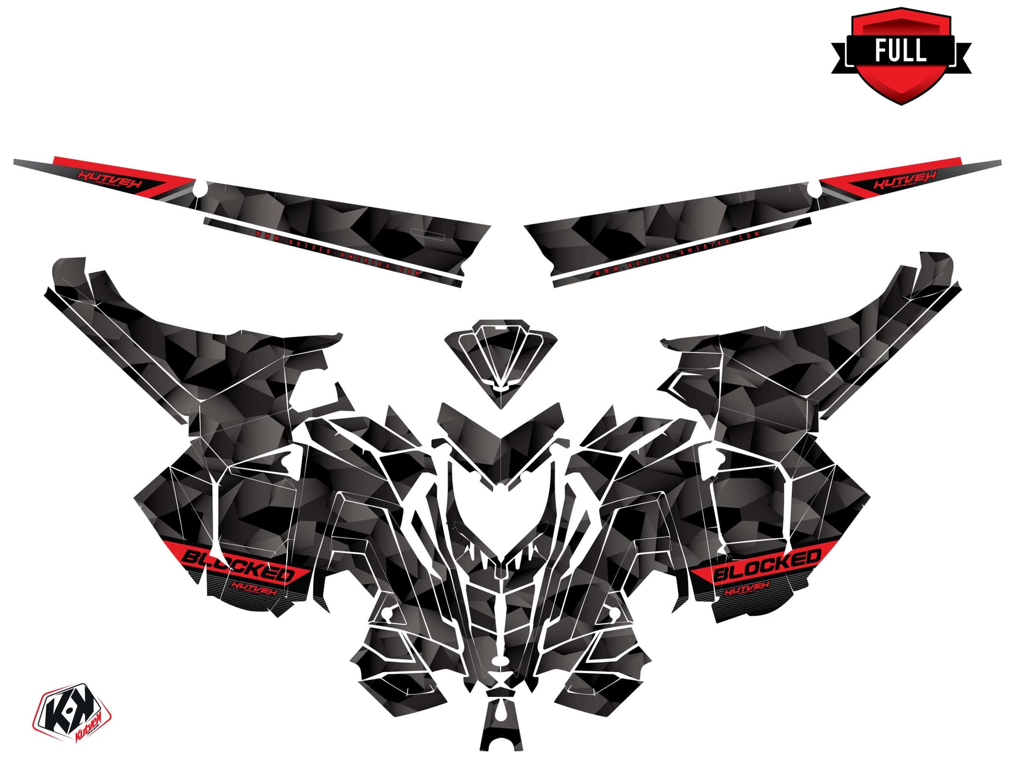 Snowmobile POLARIS RMK PRO AXYS blocked Black-Red graphic kit | Polaris | Kutvek - View 3