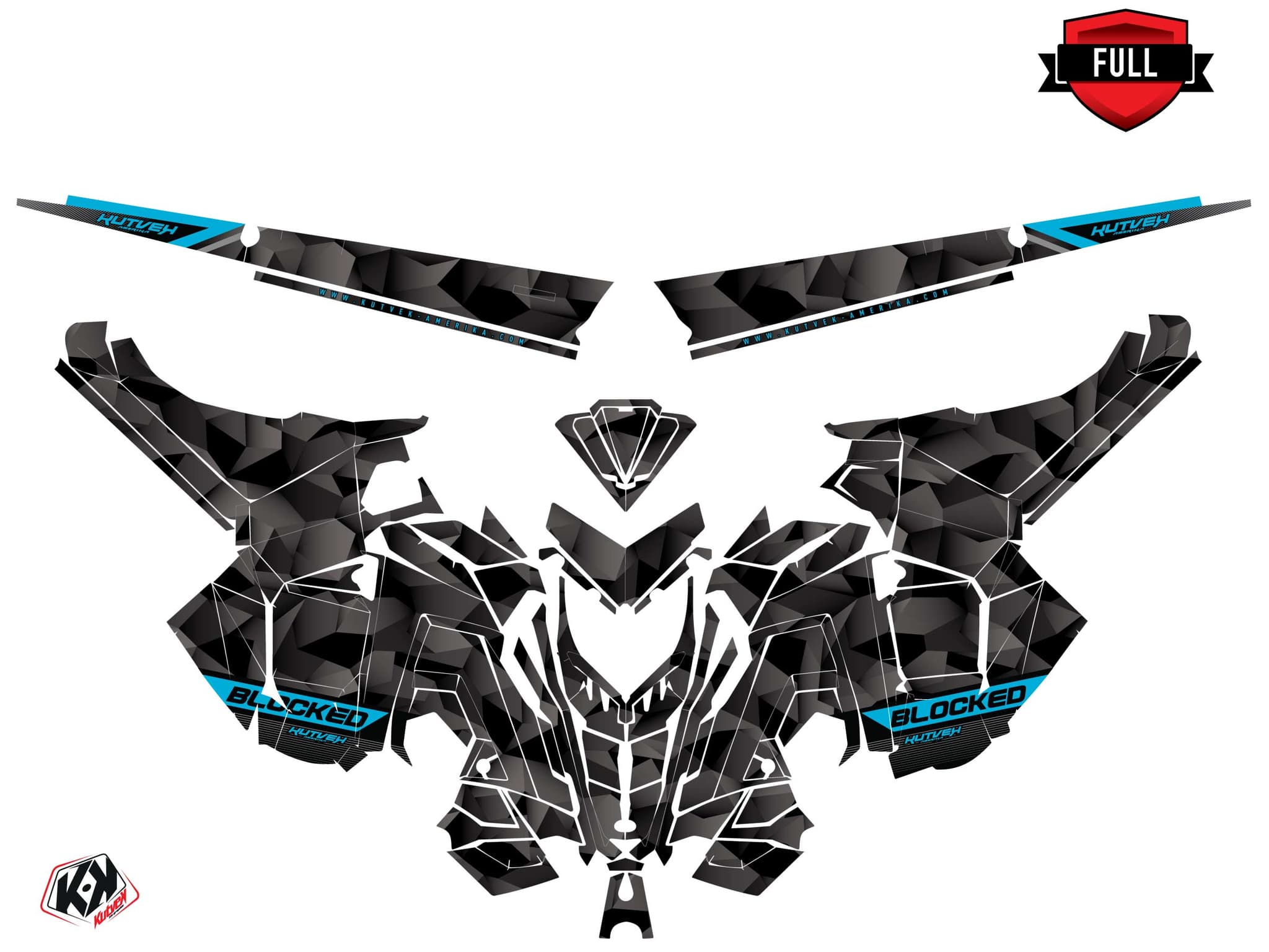 Snowmobile POLARIS RMK PRO AXYS blocked Black-Blue graphic kit | Polaris | Kutvek - View 3