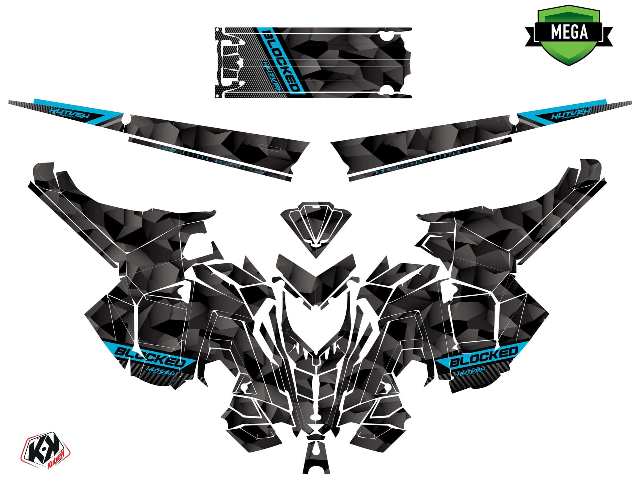 Snowmobile POLARIS RMK PRO AXYS blocked Black-Blue graphic kit | Polaris | Kutvek - View 4