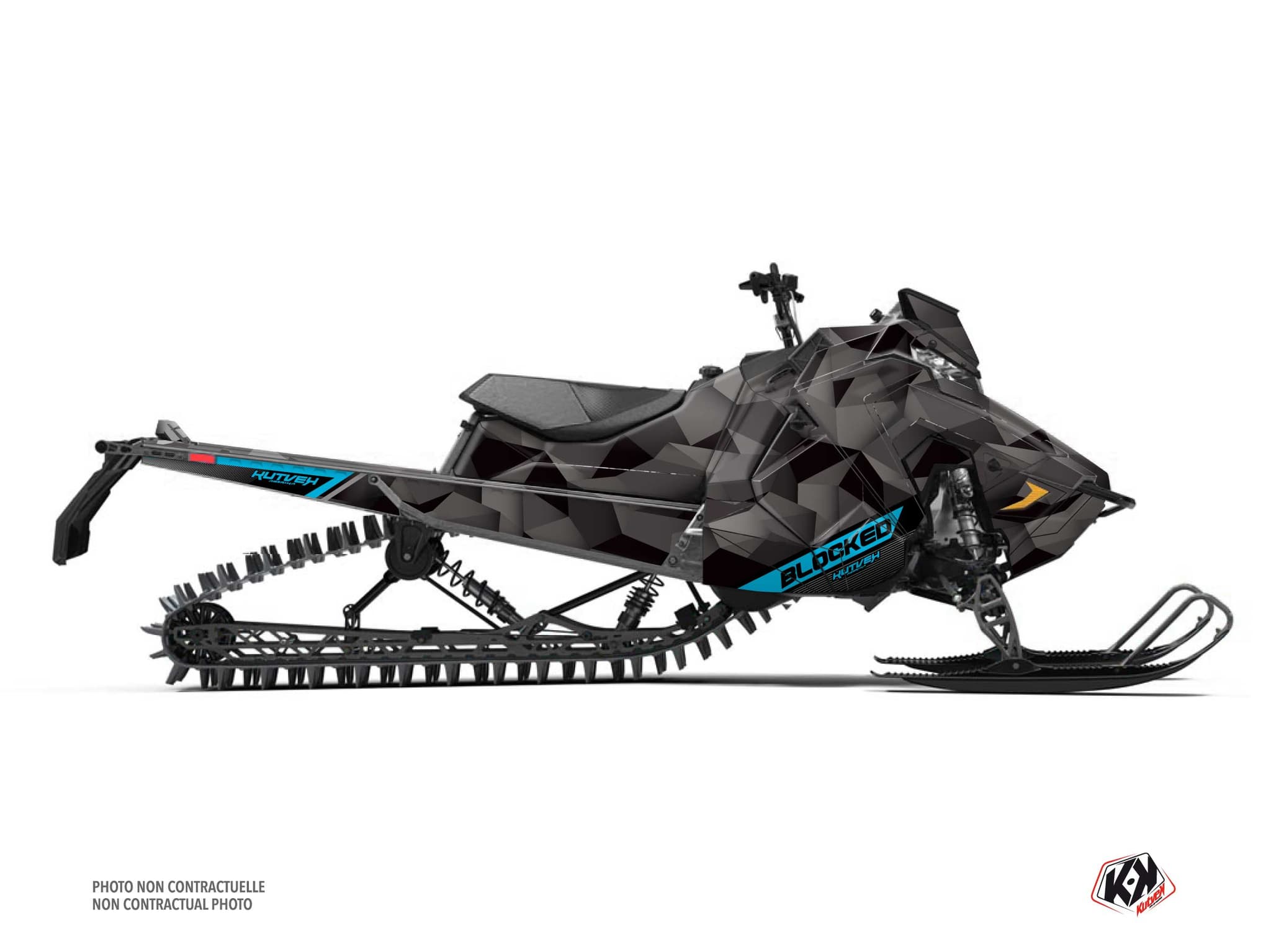 kit déco motoneige polaris rmk pro axys blocked noir-bleu   