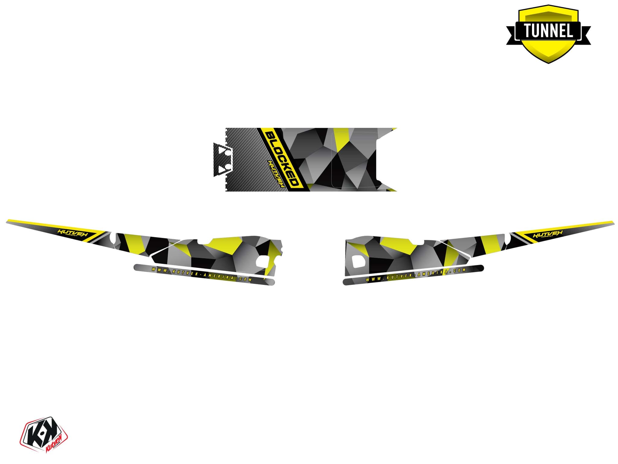 Snowmobile YAMAHA SIDEWINDER SRX blocked Grey-Yellow graphic kit | Yamaha | Kutvek - View 5