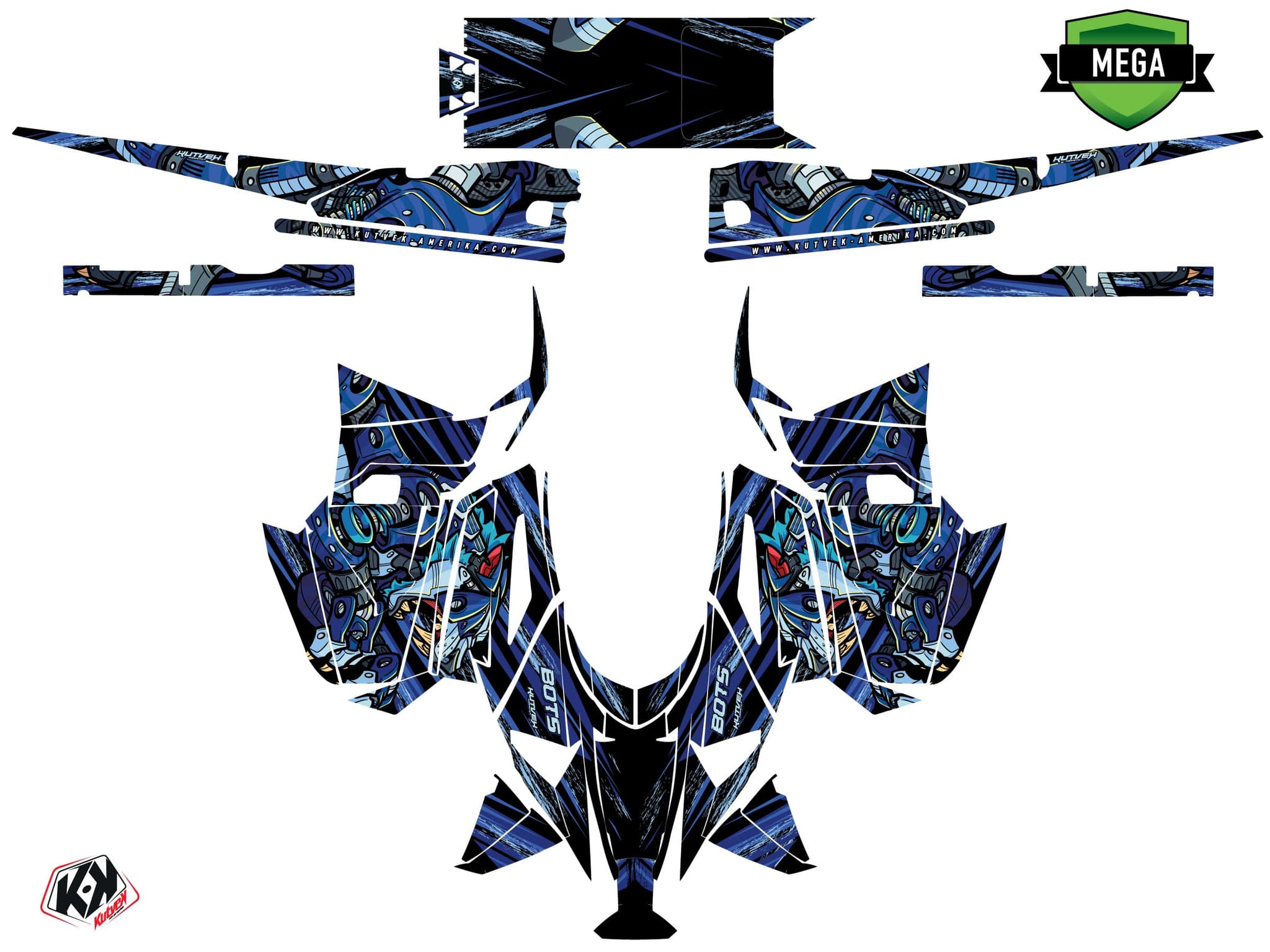 Snowmobile YAMAHA SIDEWINDER SRX bots Blue graphic kit | Yamaha | Kutvek - View 4