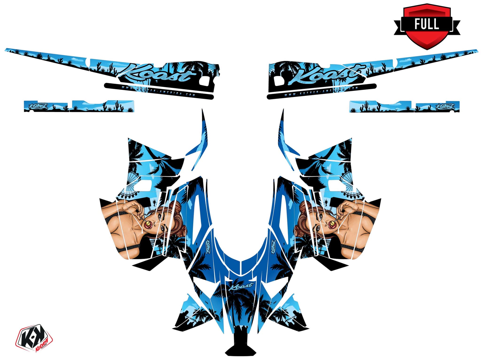 Snowmobile YAMAHA SIDEWINDER SRX KOAST Blue graphic kit | Yamaha | Kutvek - View 3