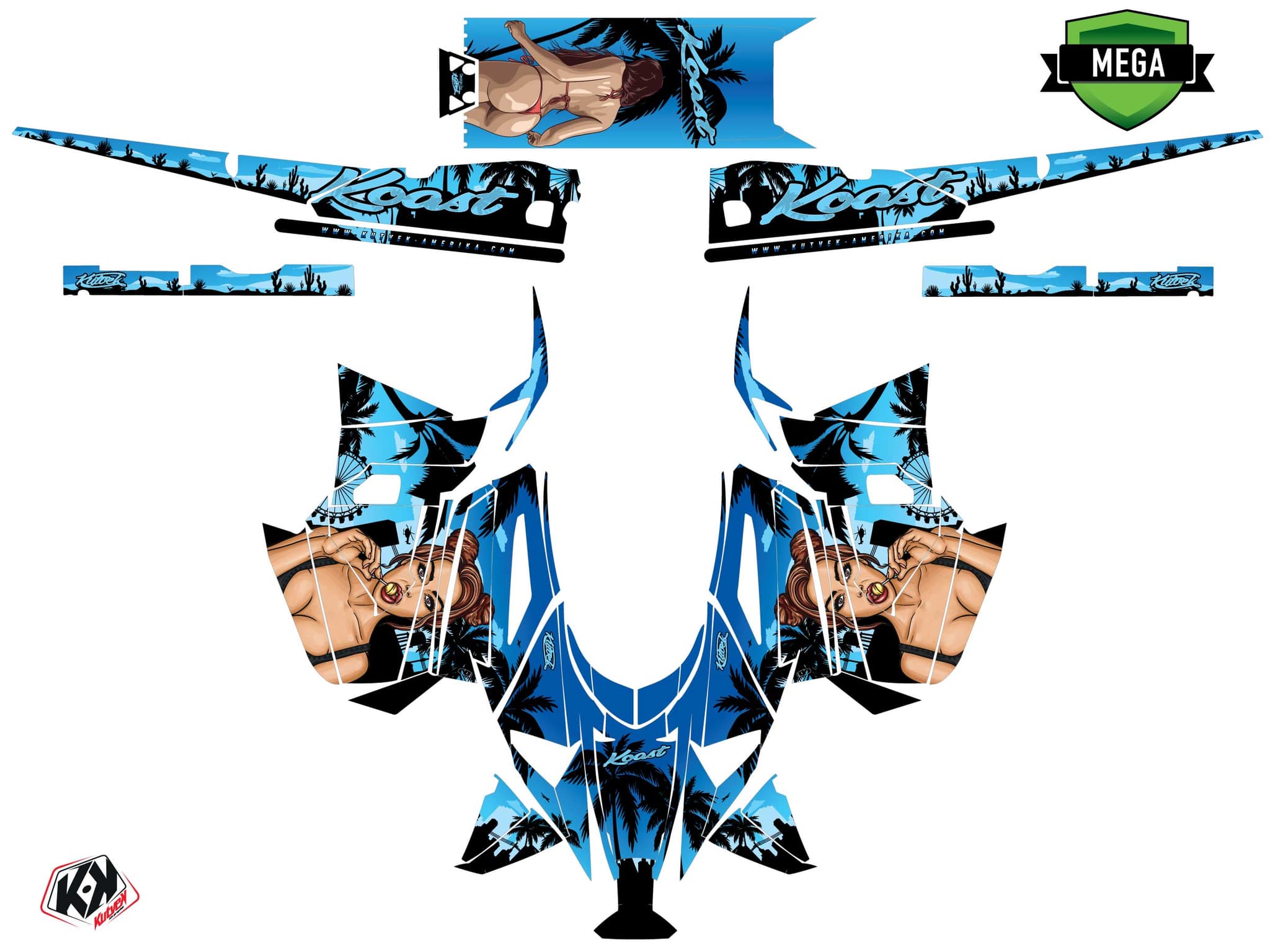 Snowmobile YAMAHA SIDEWINDER SRX KOAST Blue graphic kit | Yamaha | Kutvek - View 4