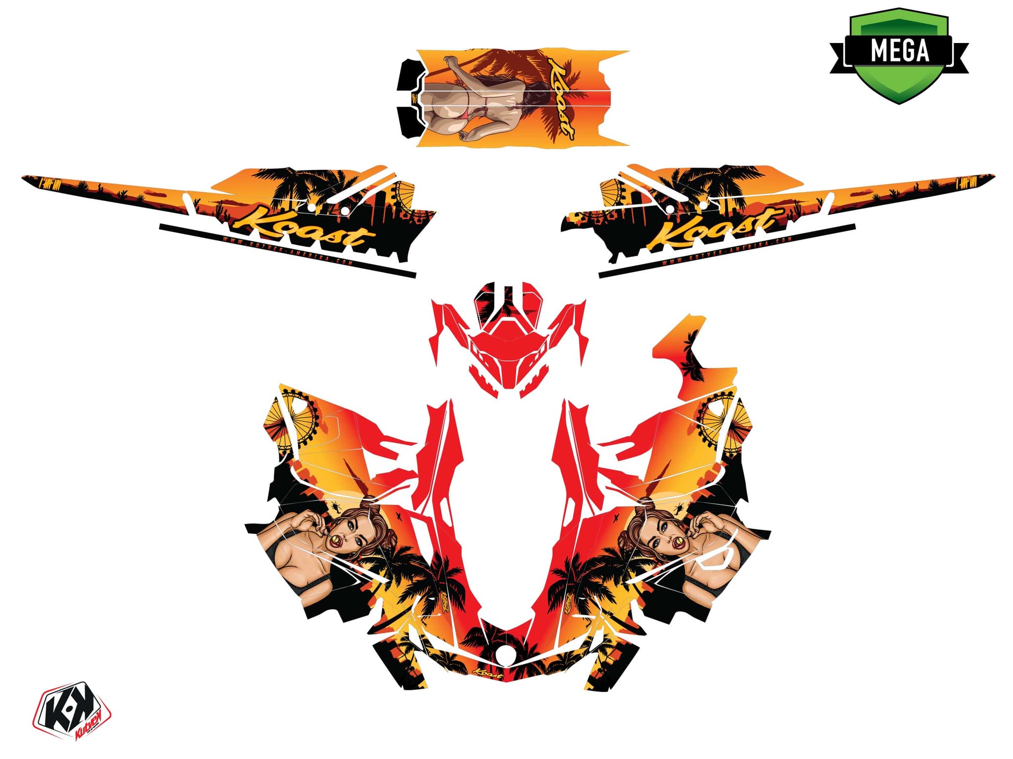 snowmobile skidoo backcountry sport koast yellow serie graphic kit | Skidoo | Kutvek - View 4