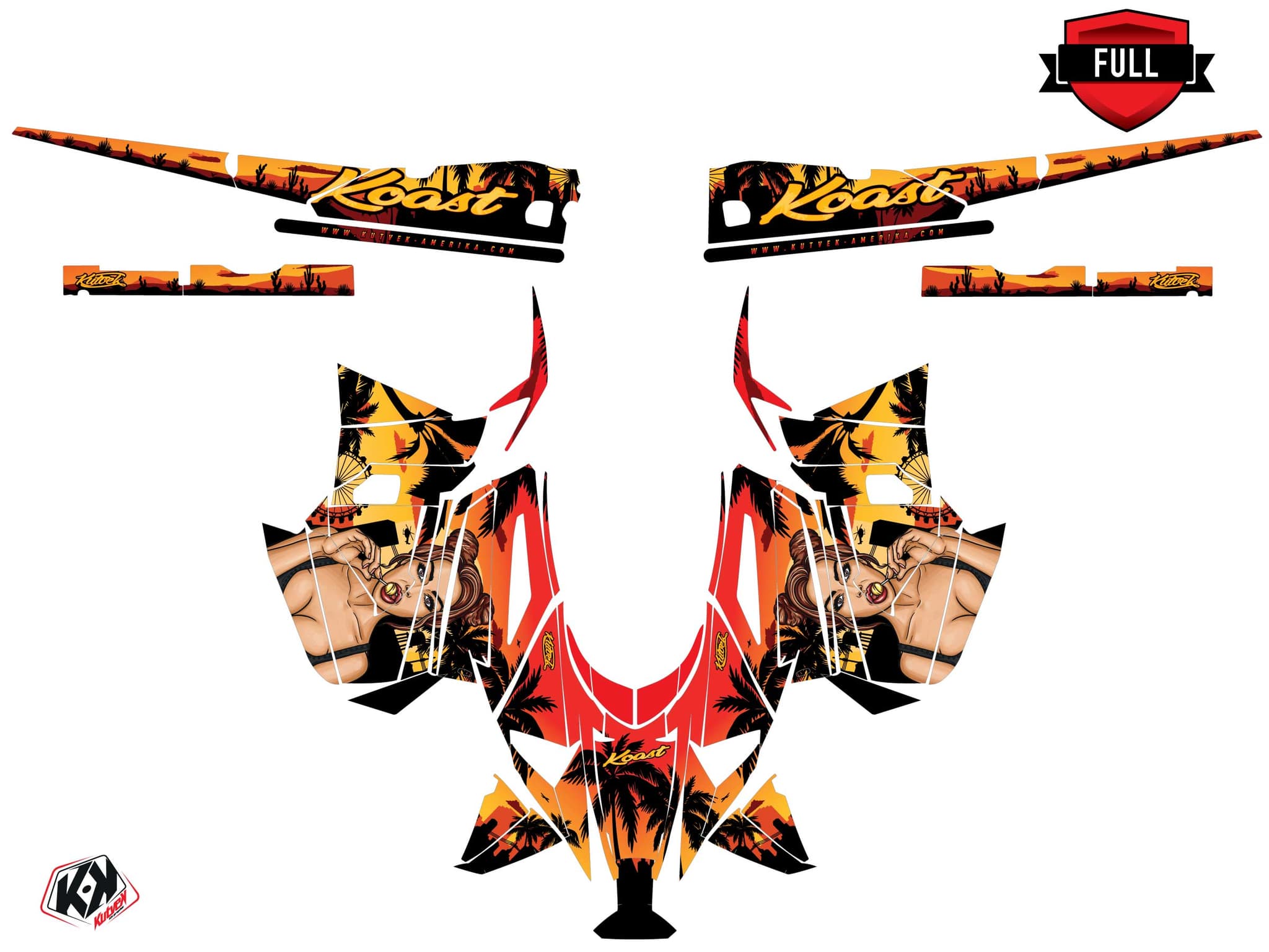 Snowmobile YAMAHA SIDEWINDER SRX KOAST Yellow graphic kit | Yamaha | Kutvek - View 3